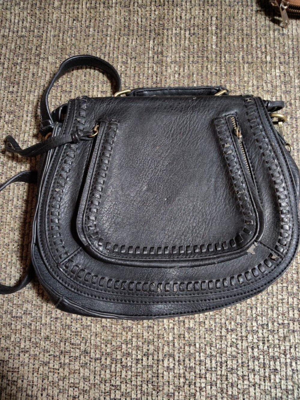 Madison West Crossbody Purse Vegan Leather Black Braided Western Cowboy Core